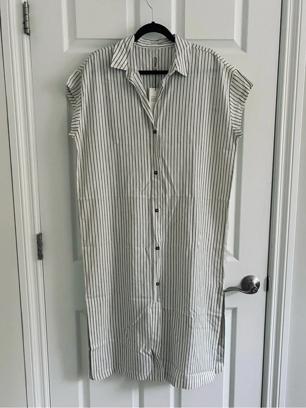 Calia Swim Coverup Dress Yucatan Stripe Ivory Linen Blend Button Down NWT Medium - Picture 4 of 15